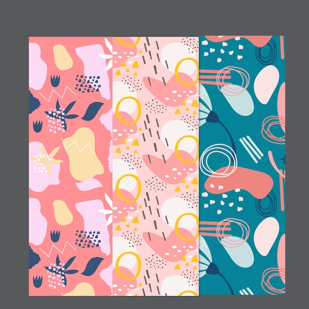 90s collection of seamless patterns set of abstract vivid vector graphics in retro vintage style