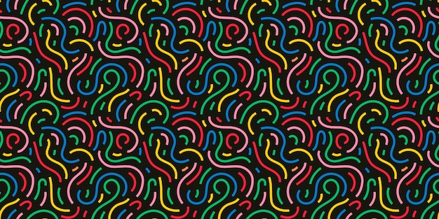 90s fun seamless pattern trendy kid scribble shape backdrop line shape cute abstact doodle