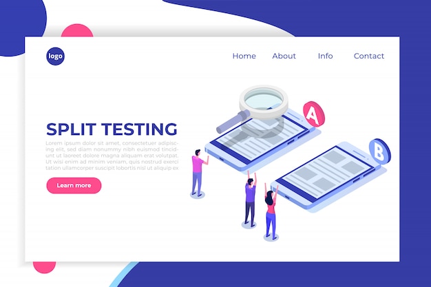 A-B comparison. Split testing isometric concept.  illustration.