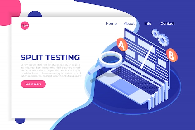 A-B comparison. Split testing isometric concept.  illustration.