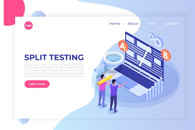 A-B comparison. Split testing isometric concept.  illustration.