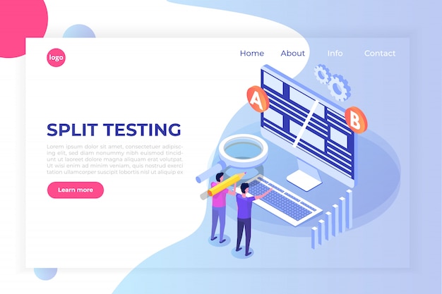 A-B sammenligning. Split testing isometrisk koncept. illustration.