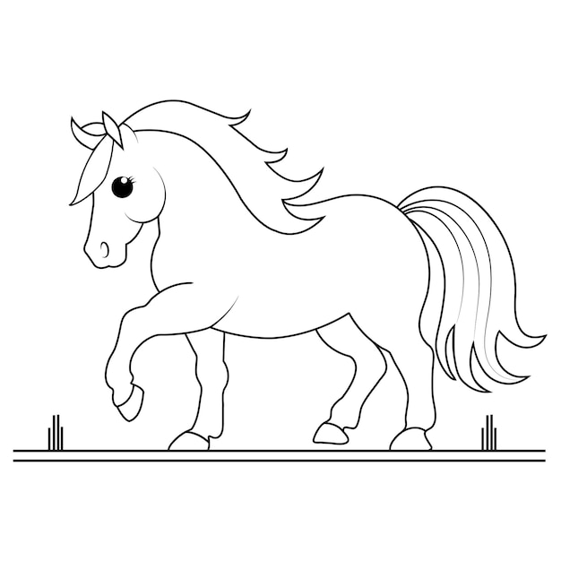 A basic line drawing of a unicorn to color