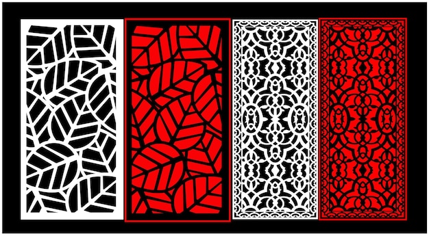 a black and white card with a red and white pattern that says'laser cut '.