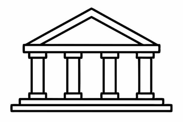 a black and white drawing of a building with columns and columns