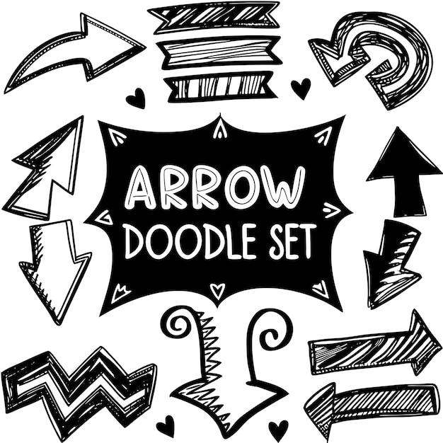 a black and white drawing of arrows and arrows with a black background that says arrow set