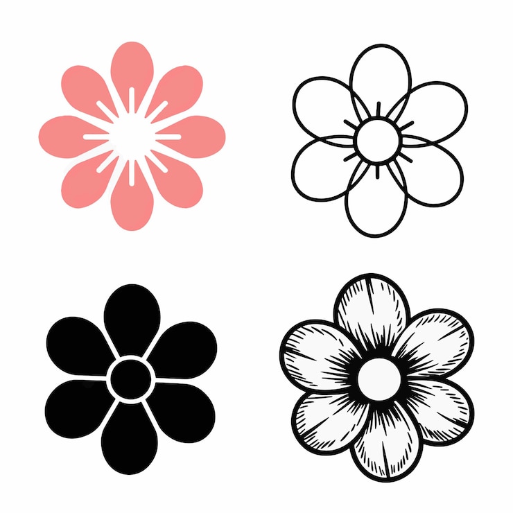 Vektör a black and white drawing of flowers and a black and white one