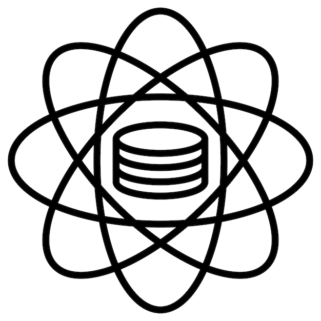 a black and white image of a atom with a spiral in the middle