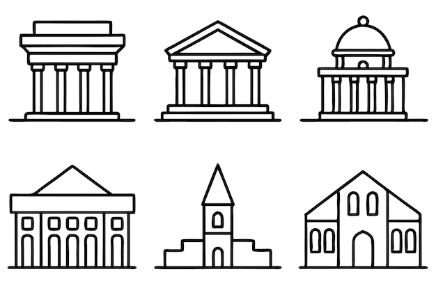 a black and white image of a building with columns and columns