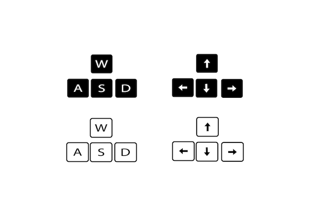 a black and white image of a computer keyboard and the letters w and the letters w