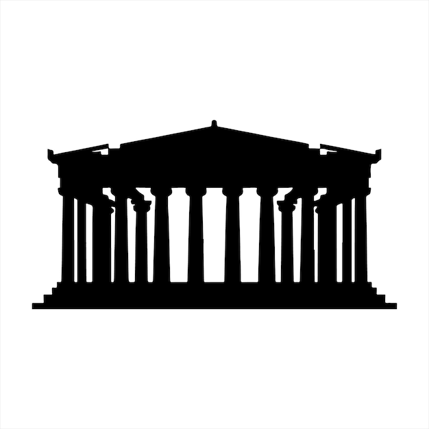 a black and white image of an old building with columns and columns