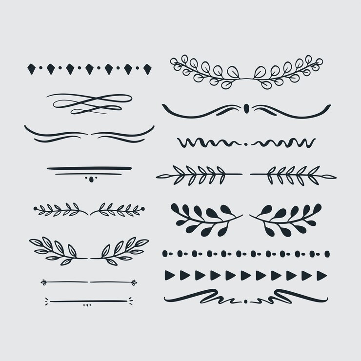 a black and white photo of different designs and designs