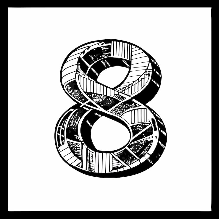 Vektör a black and white picture of a number 8