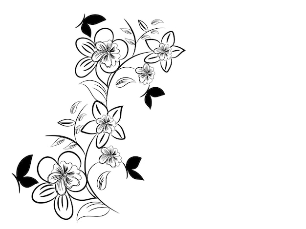 a black and white picture of flowers and leaves
