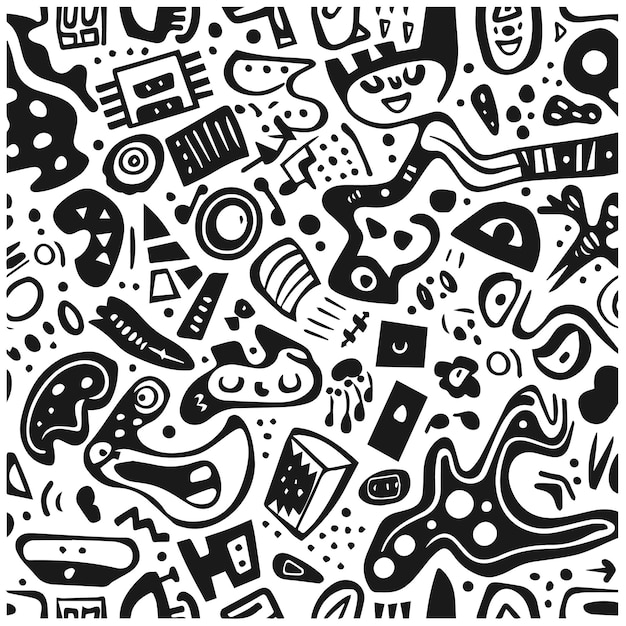 a black and white poster with a colorful design on it