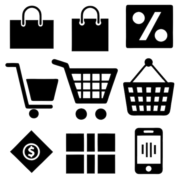 a black and white sign that says shopping and shopping