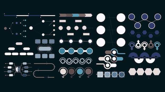 a black background with a blue and white design on it