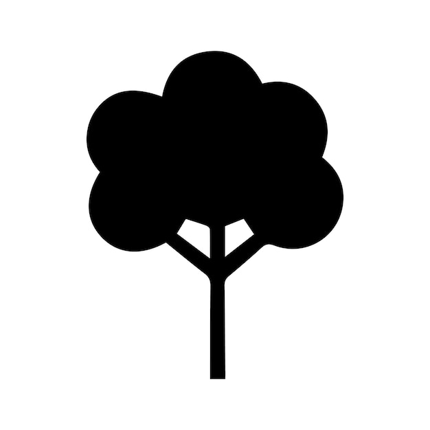 a black silhouette of a tree with a white background