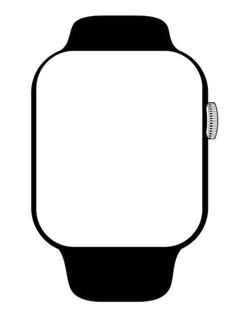 A black watch with a white screen and a black band.