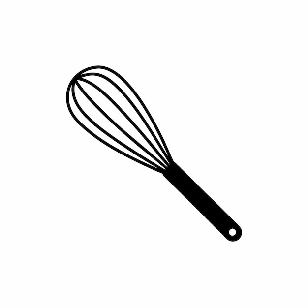 a black whisk with a red handle vector illustration