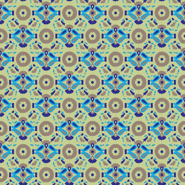a blue and green pattern on a green background