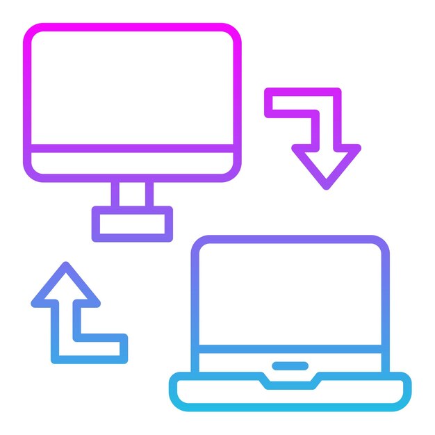 a blue and pink computer screen with a blue arrow pointing to the right