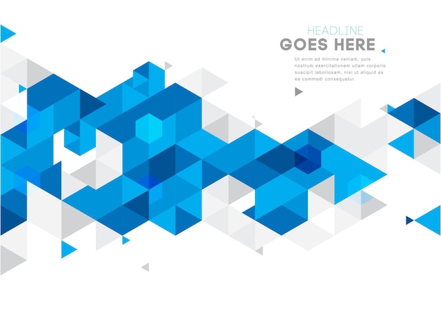 A blue and white background with a geometric design.