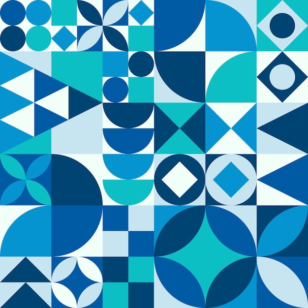 a blue and white geometric design with a blue and white design