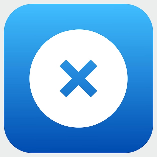 a blue and white sign that says x in the center