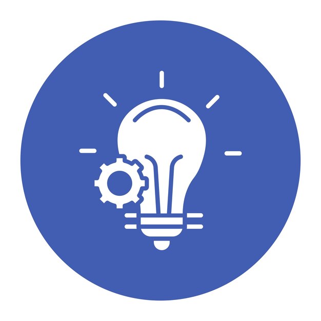 a blue circle with a light bulb on it