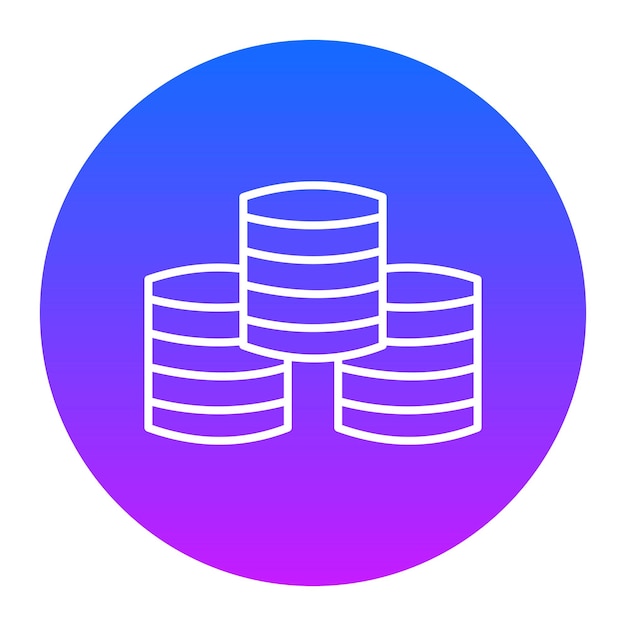 a blue circle with a stack of coins in the center