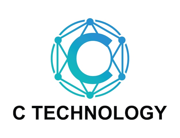 a blue circle with a symbol that says letter c technology