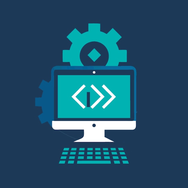 a blue computer monitor with a blue background with a blue background