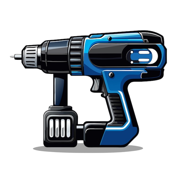 a blue drill with a blue handle and a black and blue handle