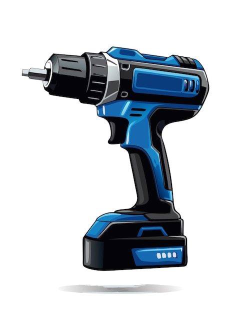 a blue electric drill with a black and blue handle