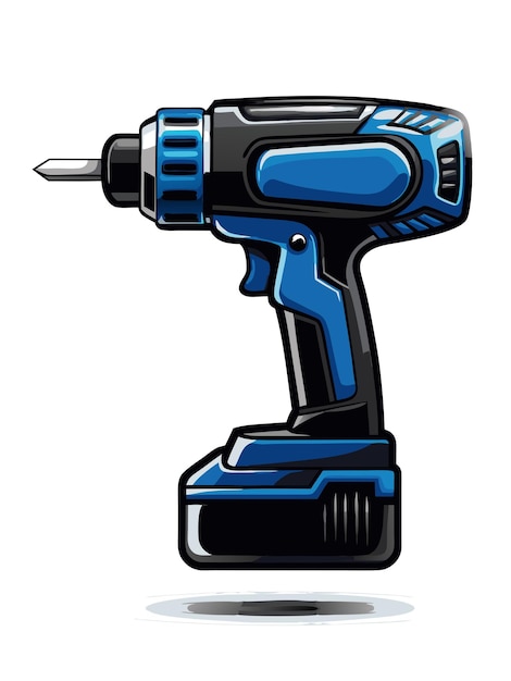 a blue electric drill with a blue handle