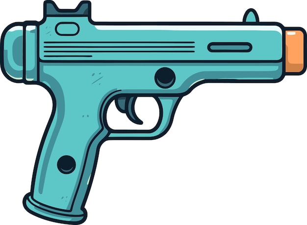 a blue gun that has a picture of a gun on it