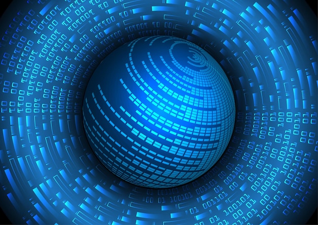 A blue sphere with numbers and letters that say'code'on it