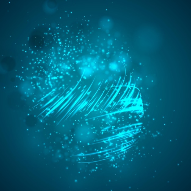 a bright blue colored energy stream swirling against a dark background. vector abstract concept