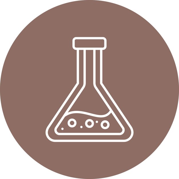 a brown and white logo with a beaker in it