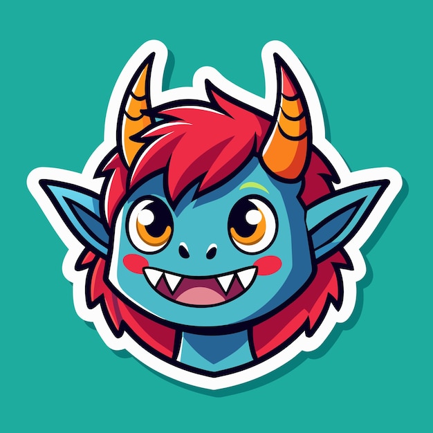 a cartoon character with a big horns and a blue dragon face