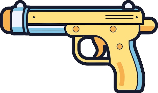 a cartoon drawing of a gun with a yellow handle