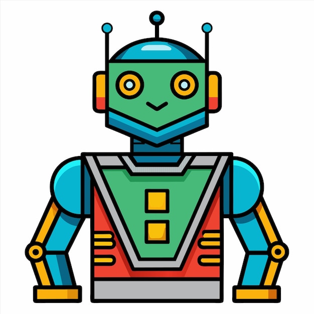 a cartoon drawing of a robot with the words robot on it
