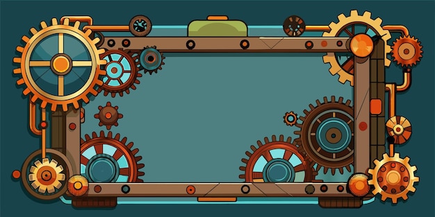 a cartoon drawing of gears and gears with a green background