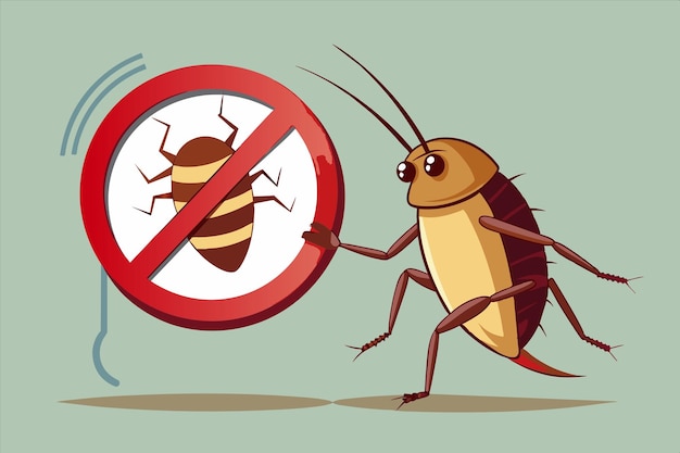 a cartoon illustration of a bug and a sign that says bug and a man with a no ant