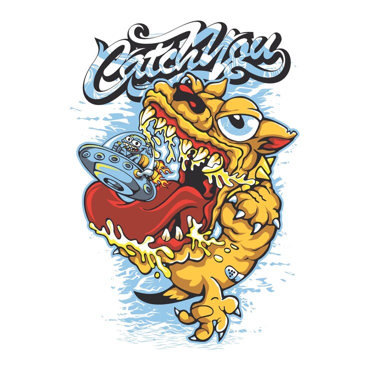 a cartoon image of a dragon with a dragon on it