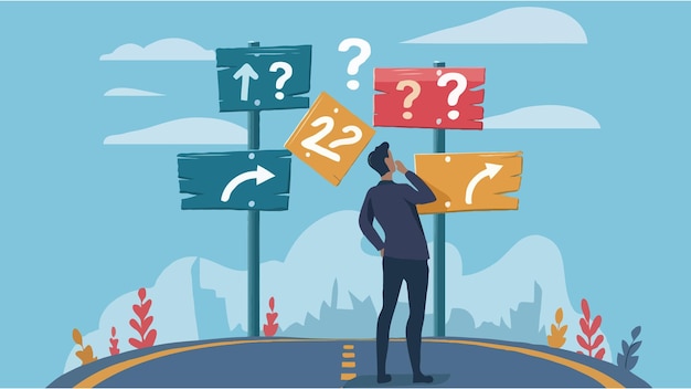 a cartoon of a man looking at a sign that says quot percent quot