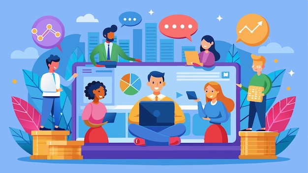 a cartoon of people working on a computer with the word graph on the screen