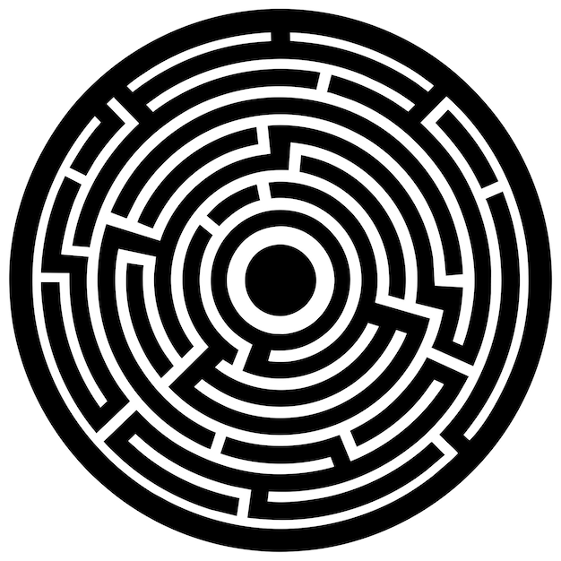 a circle maze or labyrinth on a solid white background 12