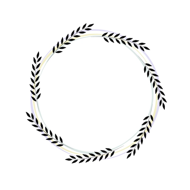 A circular frame made of branches supplemented with colored circles